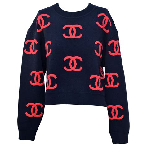 chanel wool sweater|authentic chanel logo sweater.